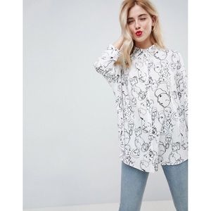 ASOS Sketchy Portrait Oversized Shirt